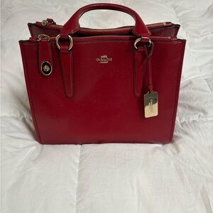 Vintage Coach Red Leather Tote Bag EUC